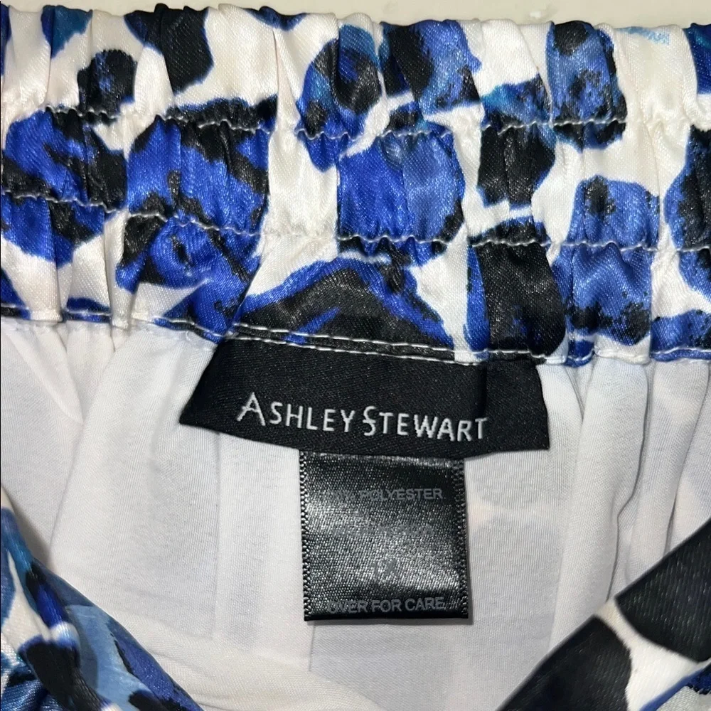 Ashley Stewart Vibrant Blue and Black Patterned Skater Skirt